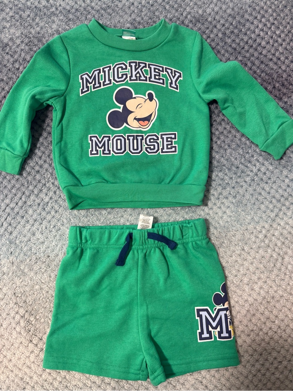 Disney Green Mickey Mouse Sweatshirt & Shorts Set